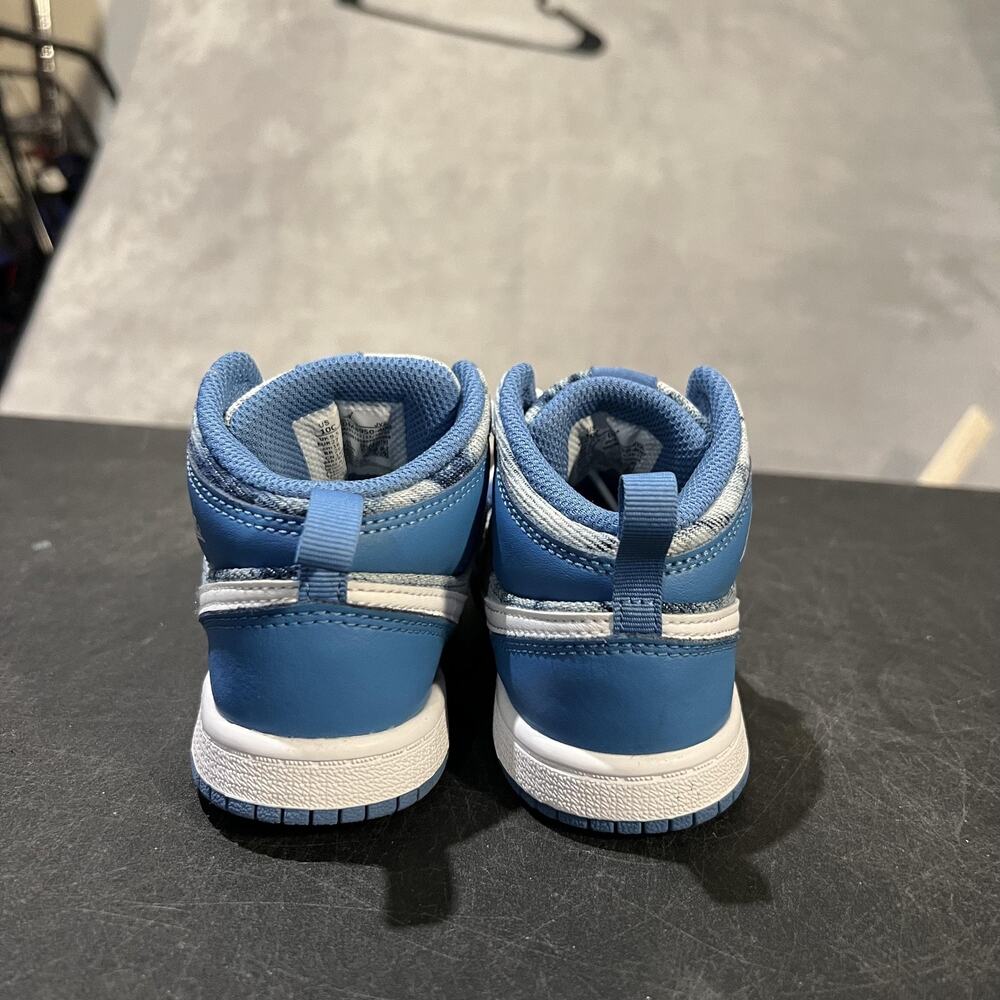 Nike Air Jordan 1 Mid Shoes Toddler Size 10C Denim DM8950-400 Sneakers - Picture 5 of 10